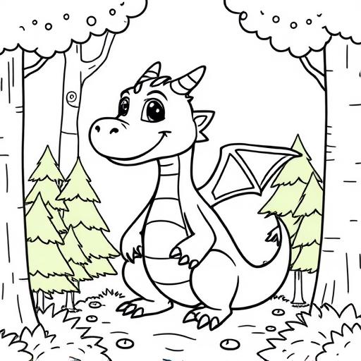 Drago foresta disegno da colorare