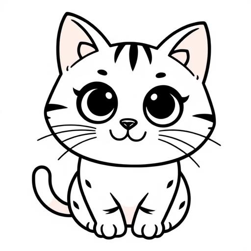 Gatto kawaii disegno da colorare