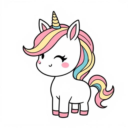 Unicorno kawaii disegno da colorare